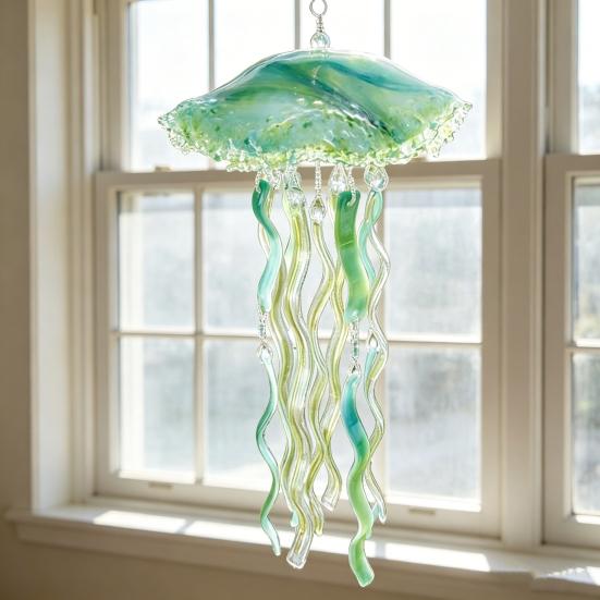 Acrylic Jellyfish Wind Chime for Outside Jellyfish Hanging Sun Catcher Wind
