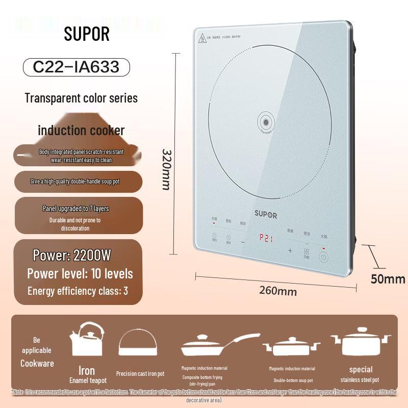 SUPOR C22-IA633 High-Power Induction & Ceramic Cooktop Set with Double Pots