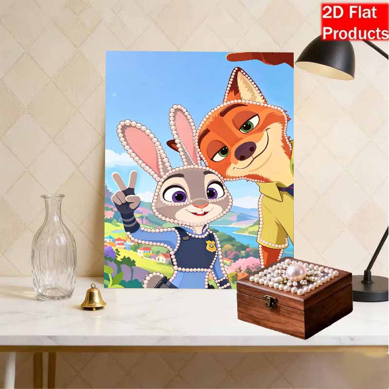 Disney Pearl Painting DIY Judy and Nick CP Feeling Directly Full of Pearl Art Painting Pearl Gem Painting, Home Wall Decoration Crafts