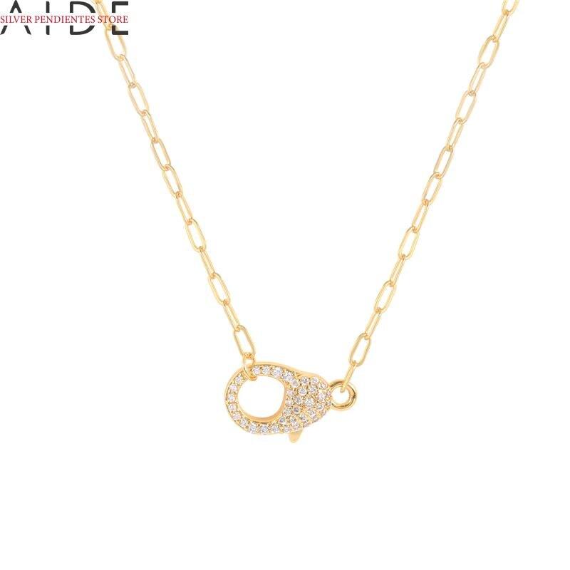 Simple Paper Clip Chain Diamond Necklace Jewelry Women Evil Eye Pendant Necklace  Trendy Gold Chain Collares Bijoux