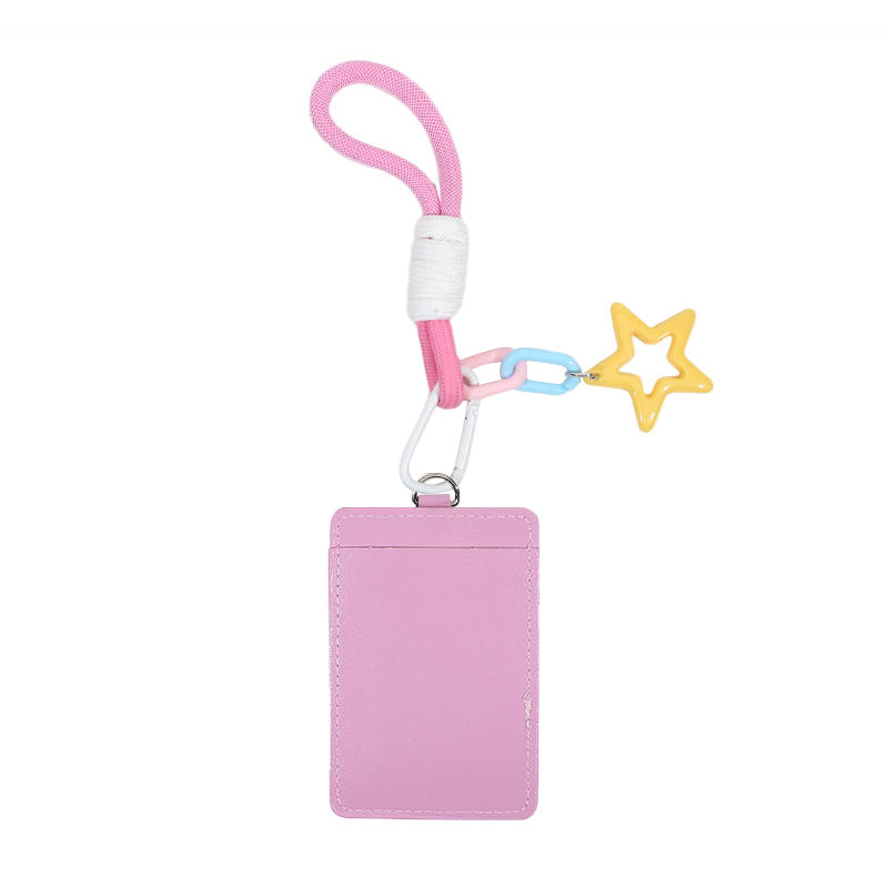 Portable ID Card Badge Holder Korea Version Star Small Photocard Sleeves with Pendant Keychain
