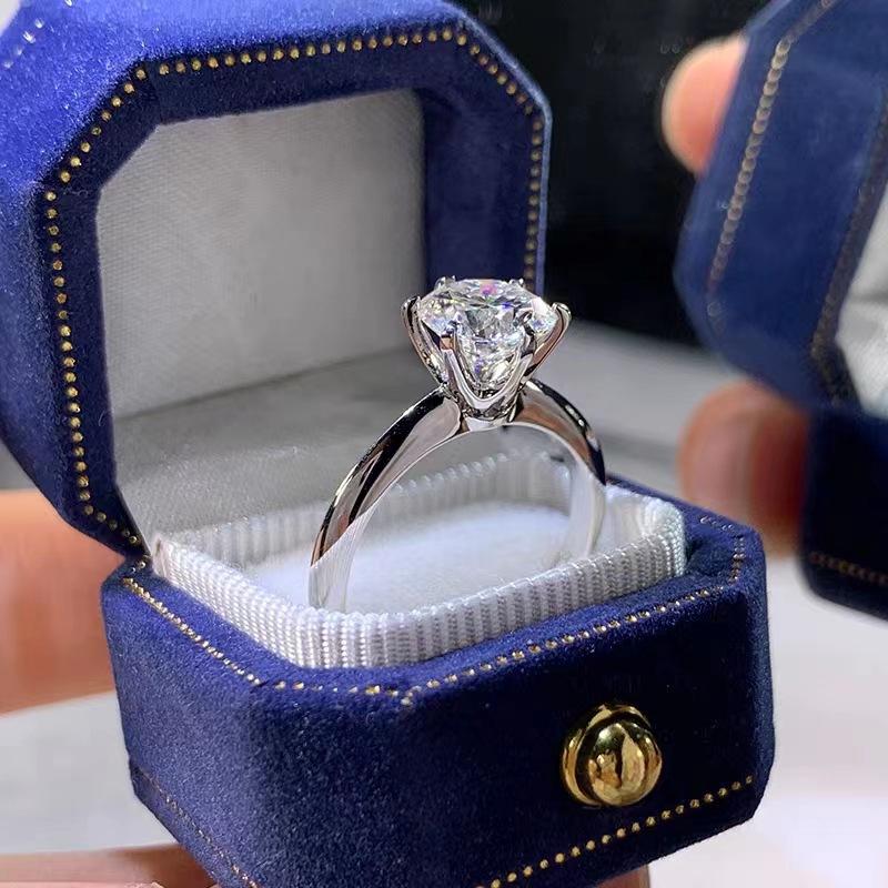 Solitaire ring Real 925 silver 1ct Moissanite cz Engagement Wedding Band Rings for women Bridal Statement Party Jewelry