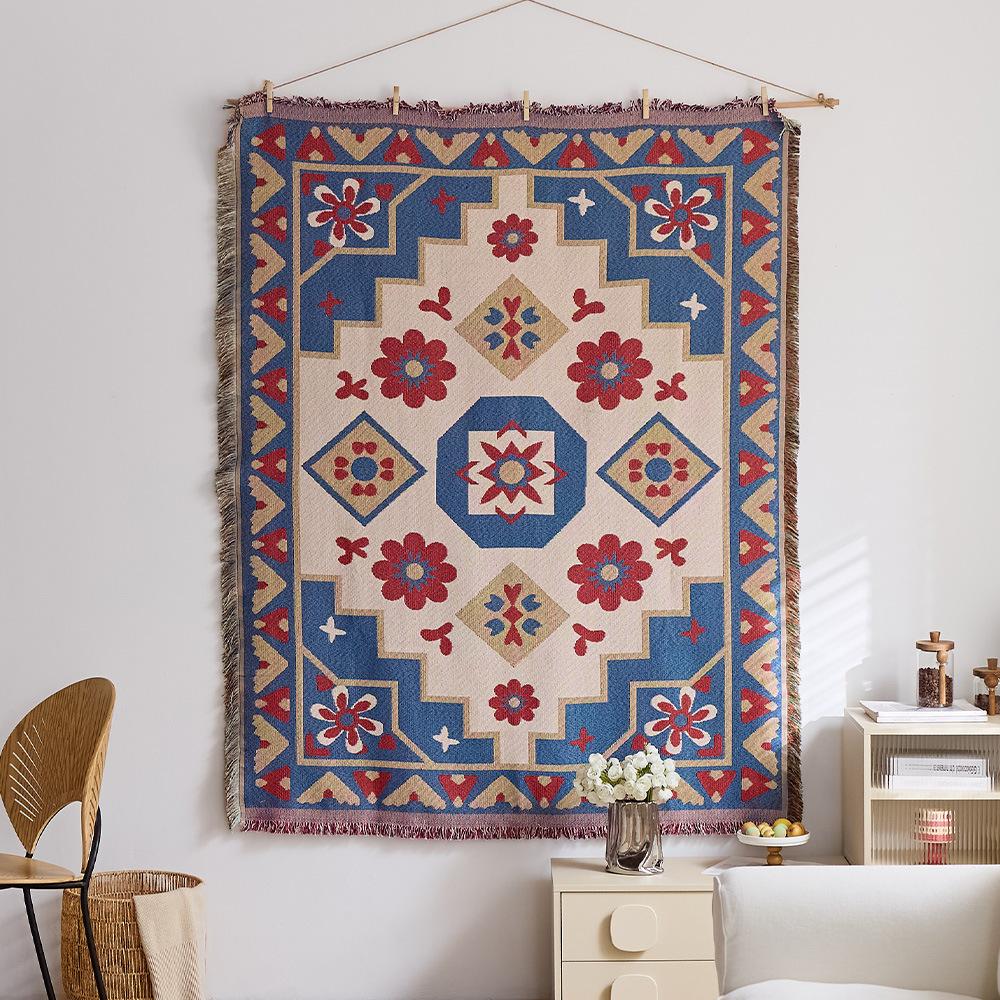 Retro Star and Moon Cloud Scene Hanging Cloth Art Style Fabric Hanging Painting Homestay Wall Decoration Background Cloth Cotton Yarn Fringed Tapestry