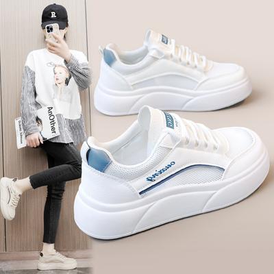 Sh606 New Mesh Shoes Women's Summer Platform Mesh Surface White Shoes Wear-Resistant Casual Sports Height Increasing Women Shoes Breathable