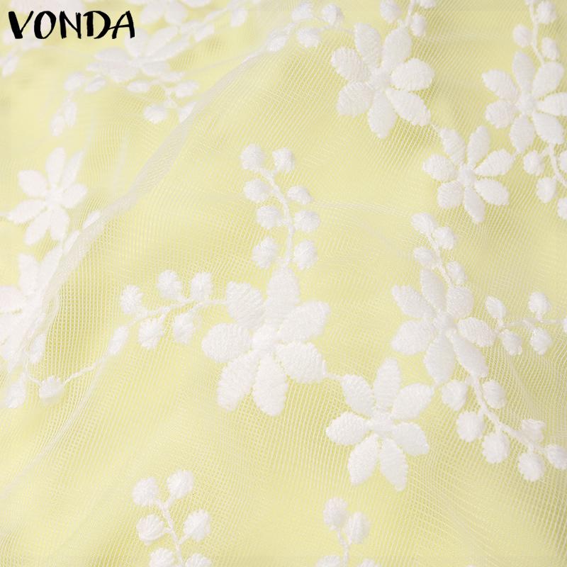 VONDA Women Casual Square Neck Puff Short Sleeve Solid Color Loose Blouse
