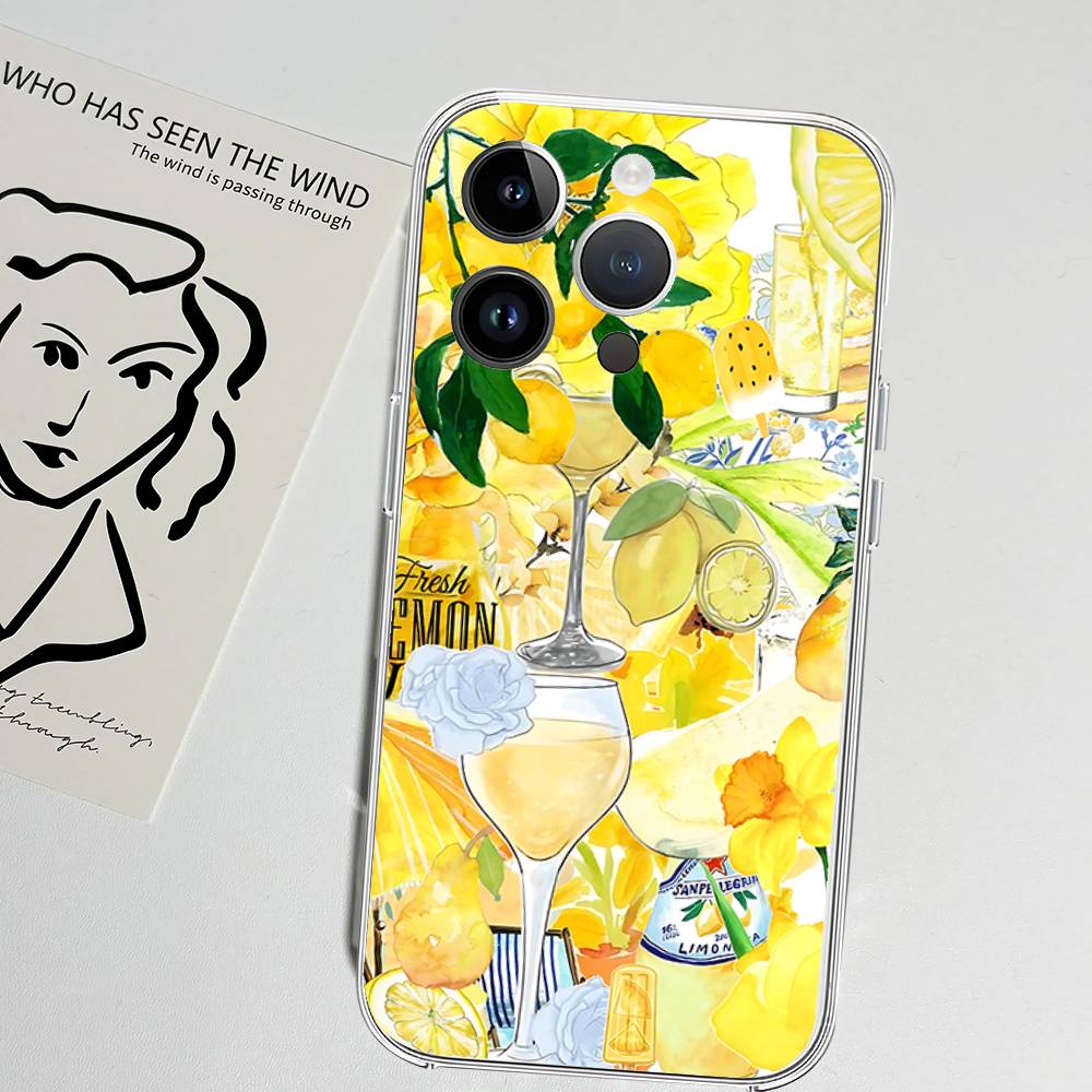 Meereslandschaft Wein Zitrone Handyhülle Für Iphone 17 16 15 11 13 14 Pro Max 7 8 Plus X Xr Xs Max Se2020 12mini Transparente Hülle