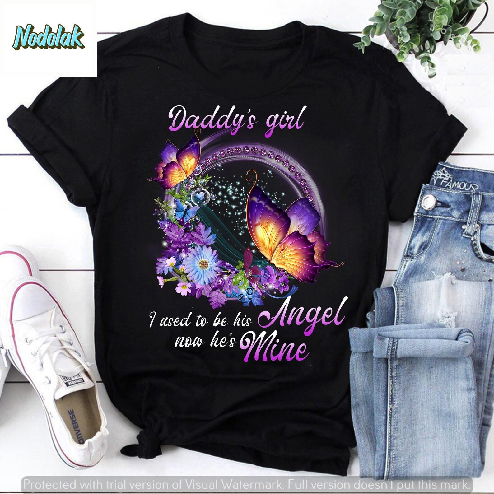 Daddy’s Girl I Used To Be His Angel Now He’s Mine Vintage T-Shirt, Daddy s Girl Shirt, Love Dad Shirt, Peace Love Dad Shirt M