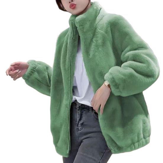 Women Coat Solid Color Double-Sided Velvet Coat with Pockets Warm Long-Sleeved Autumn Winter Outerwear