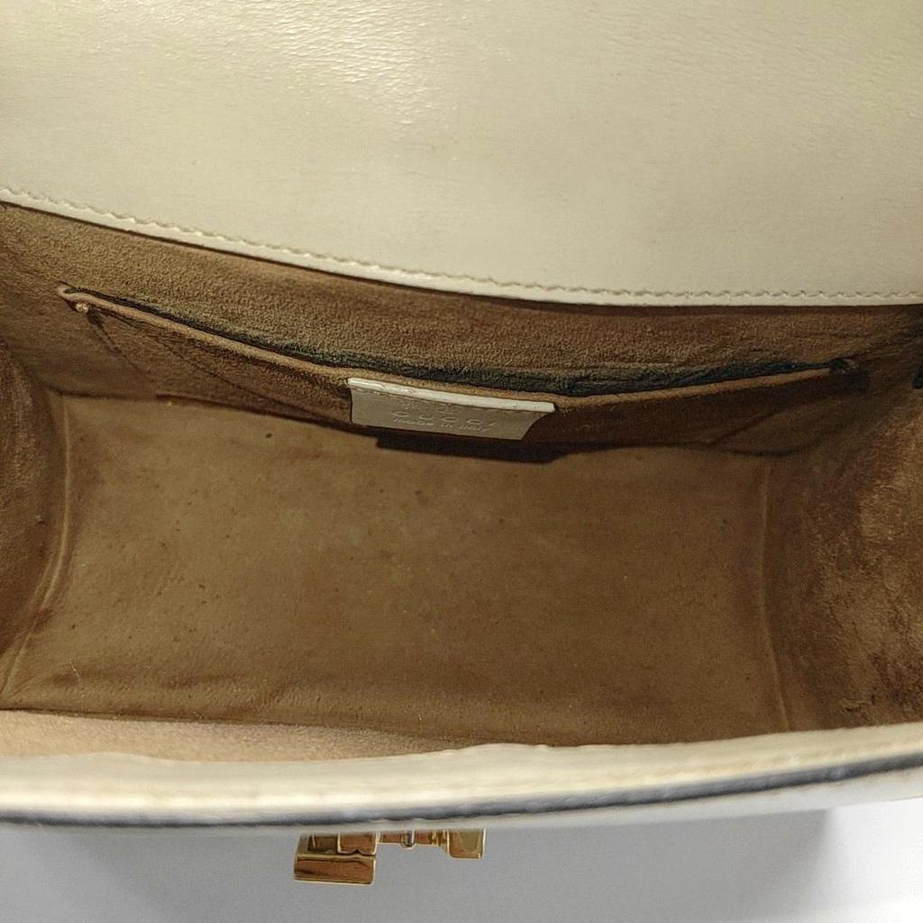 [Pre-Owned] Sylvie Gold Buckle Striped Web Leather Mini Tote Shoulder Crossbody Bag - Fair #BZGZ9L