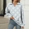 Women's Summer Fashion Casual  Printed V-Neck Long Sleeve Shirt Top