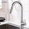 Kitchen Faucet Pull Out Brushed Nickle Sensor Stainless Steel Black Smart Induction Mixed Tap Touch Control Sink Tap