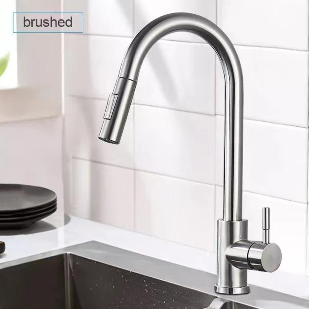 Kitchen Faucet Pull Out Brushed Nickle Sensor Stainless Steel Black Smart Induction Mixed Tap Touch Control Sink Tap