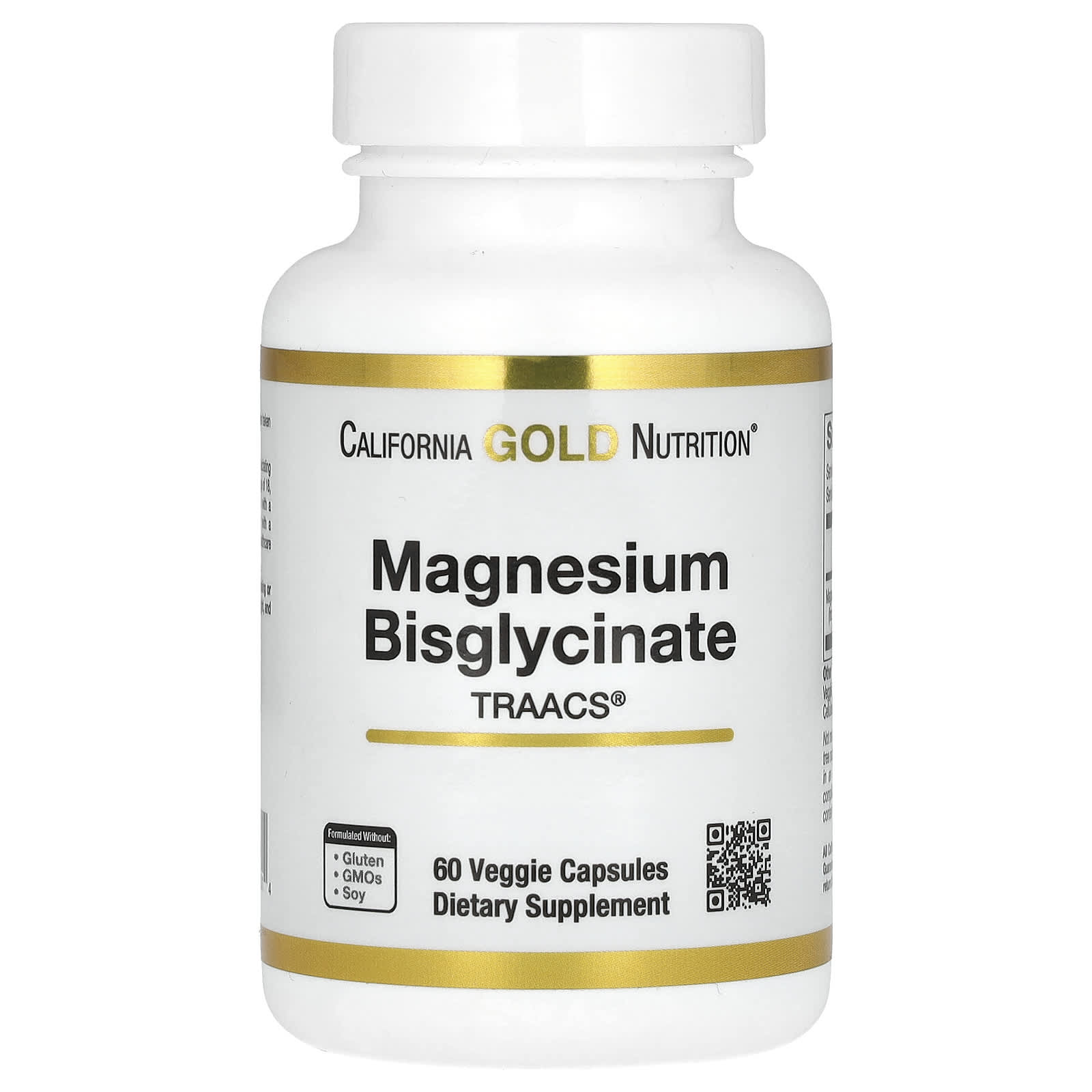 

California Gold Nutrition, бісгліцинат магнію, TRAACS®, 200 мг, 60 овочевих капсул (100 мг в капсулі)
