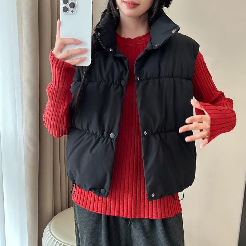 Updated Cotton-padded Jacket Vest Womens Slim Plus Size Korean Autumn and Winter Waistcoat Relaxed Fit Vest Cotton Vest