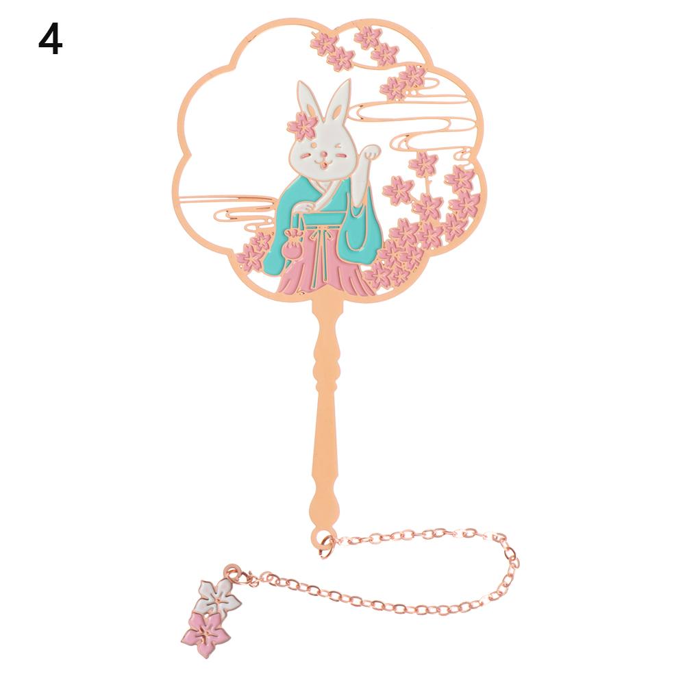 Chinese Style Calligraphy Painting Bookmark Group Fan Book Clip Pagination Mark Metal Tassel Stationery School Office Supplies