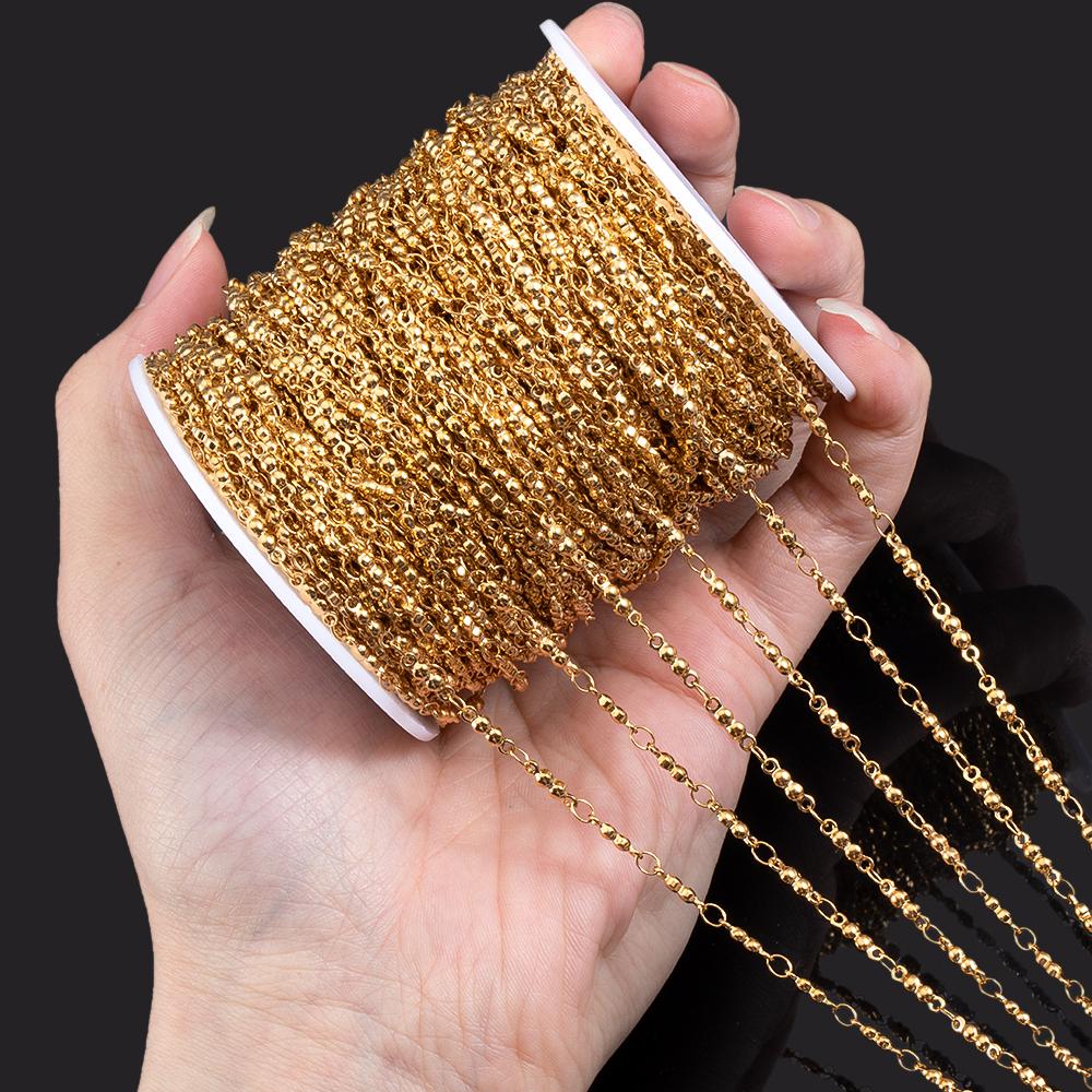 1Meter Fahsion Pod Design Necklace Chain Stainless Steel Metal Ball Link Chain for DIY Handmade Bracelet Material Jewelry Making
