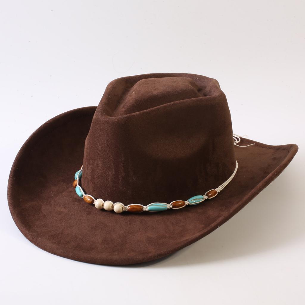 Popolari cappelli western da cowboy classici in camoscio europei e americani, cappelli da cowboy alla moda retrò da uomo e da donna