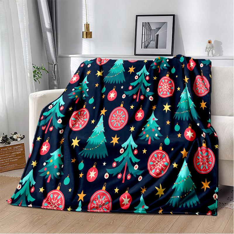 Cartoon Santa Claus Merry Christmas Tree Kid Gift  Soft Plush Blanket,Flannel Blanket Throw Blanket for Living Room Bedroom Sofa