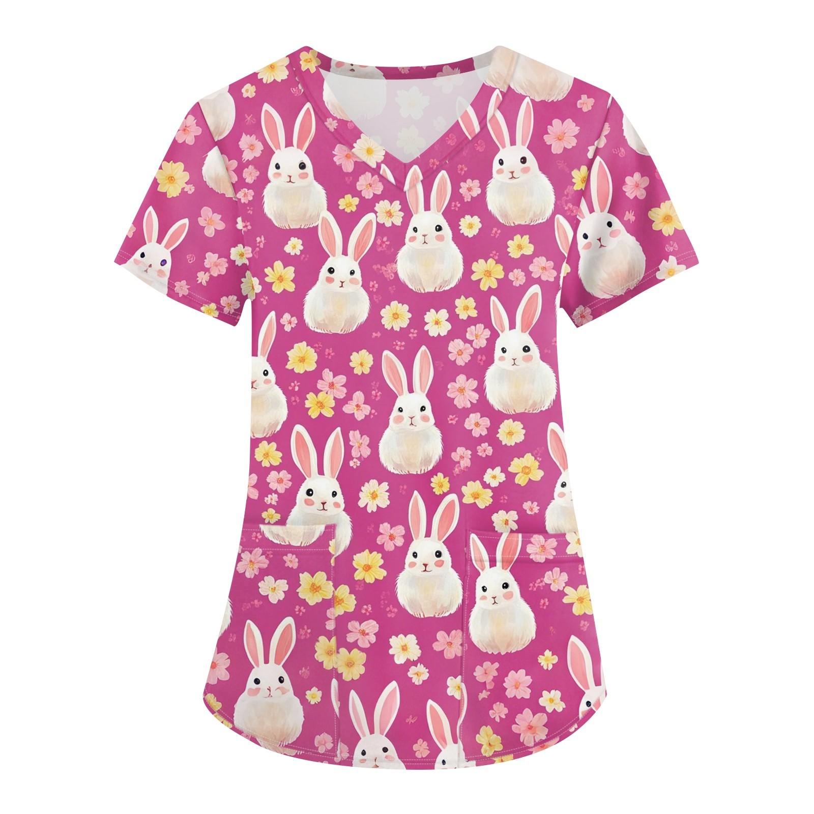 

Женская мода с v-образным вырезом, короткими рукавами и карманами, топы с принтом XL