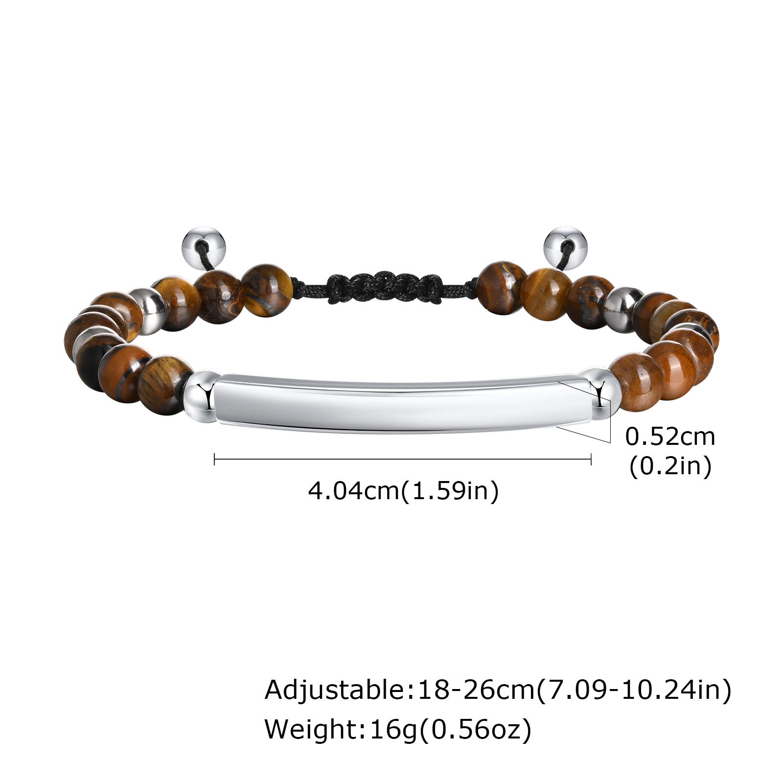 

Prjewel Men s Braided Rope Chain Adjustable Bead Bracelets with Personalized Name Date Custom Engrave Stainless Steel Jewelry