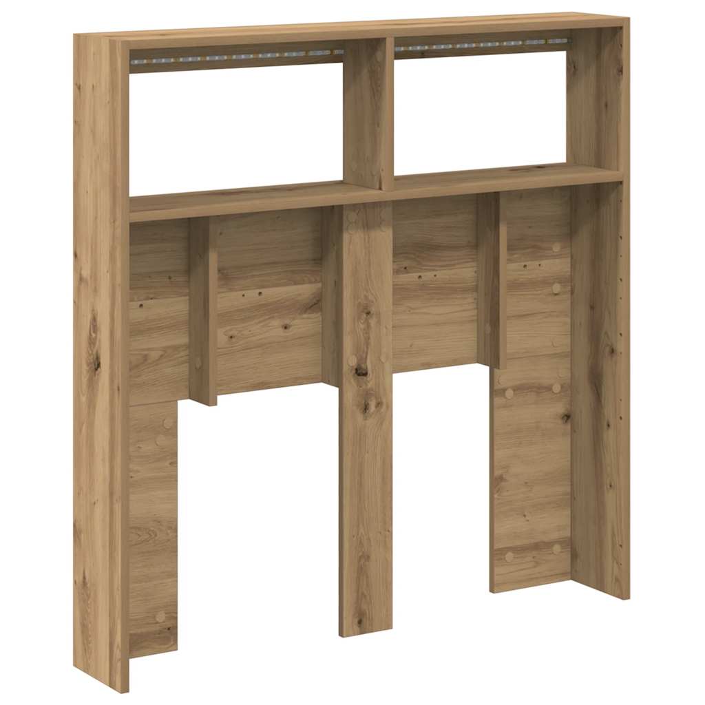 LED Headboard with Shelves Artisan Oak Finish 100 x 17 x 102 cm