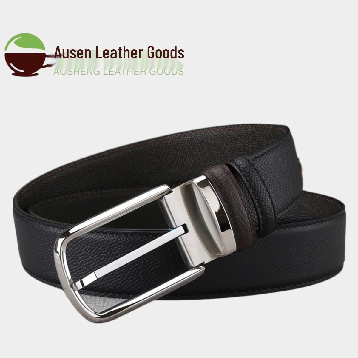 

Men s Casual Genuine Leather Belt with Steel Pin Buckle - Korean Style 110 cm