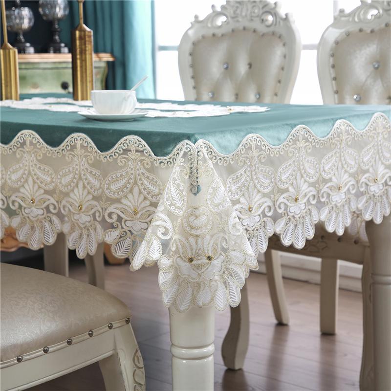 European Light Luxury Suede Embroidery Diamond-inlaid Household Decorative Tablecloth Home Textile