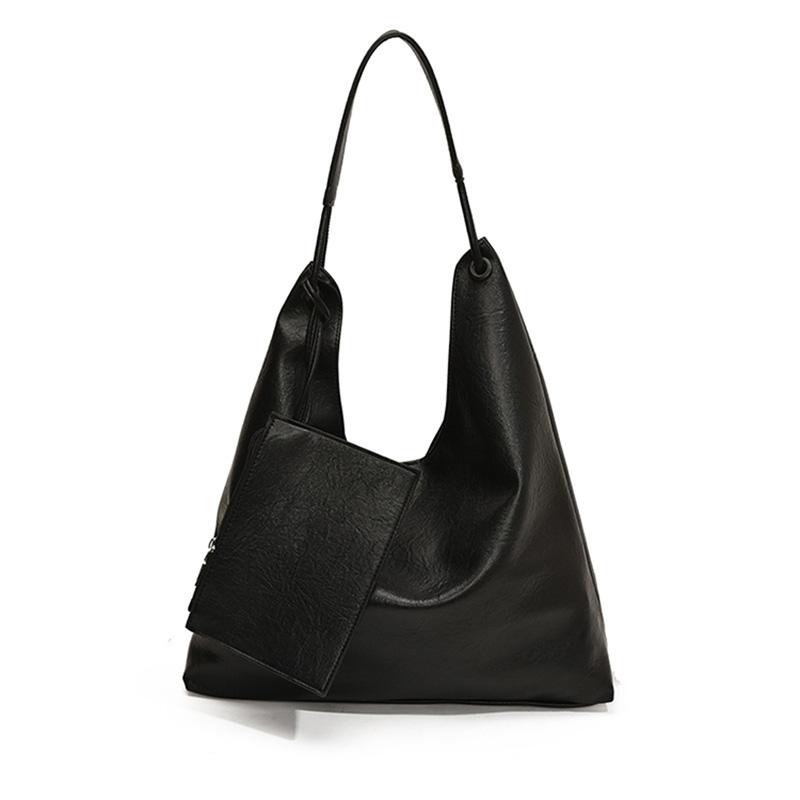 Herbst Winter Schlichte Tragetasche mit großer Kapazität für Damen Neue Retro Pendler Schultertaschen Weibliche Lässige Weiche Lederhandtaschen