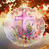 1pc Mandala Style 2D Rotating Wind Chime with Floral Cross Design - Metal Art Decor, No Power Needed, Ideal for Outdoor and Garden Decoration