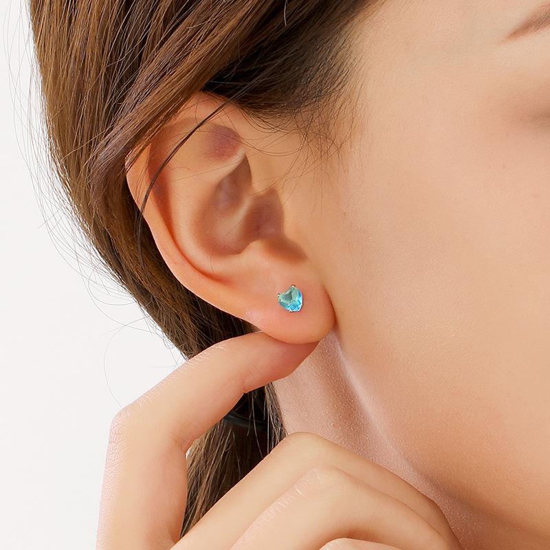 Simple Color Love Zircon Dopamine Stud Earrings, Light Luxury Design Sense Spiral Fashion Earrings Women