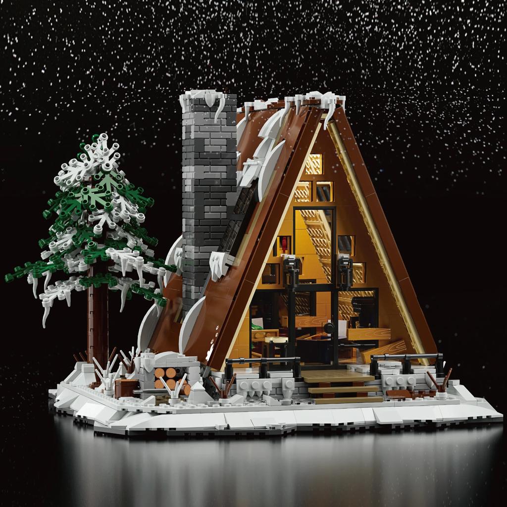 Non-Toxic 1508Pcs A Type Snow House Building Blocks Pine Tree Cabin Model Bricks Winter Holiday Desktop Decoration Kids Diy Toys Gifts