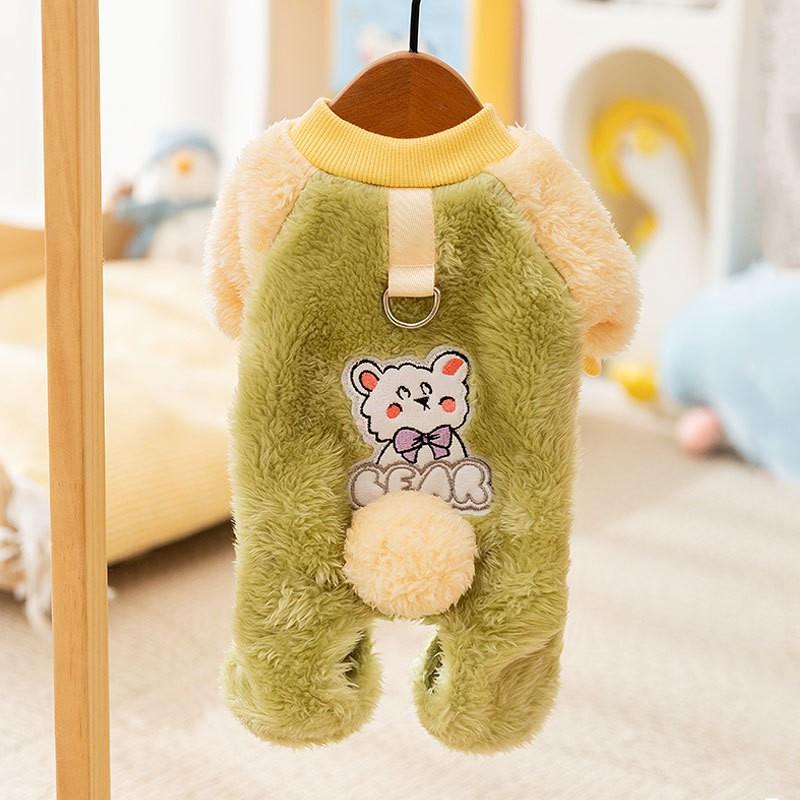 Soft Pastel Pompom Dog Sweater Long Sleeve Pet Jumpsuit Small Dogs Cats Comfortable Home Wear
