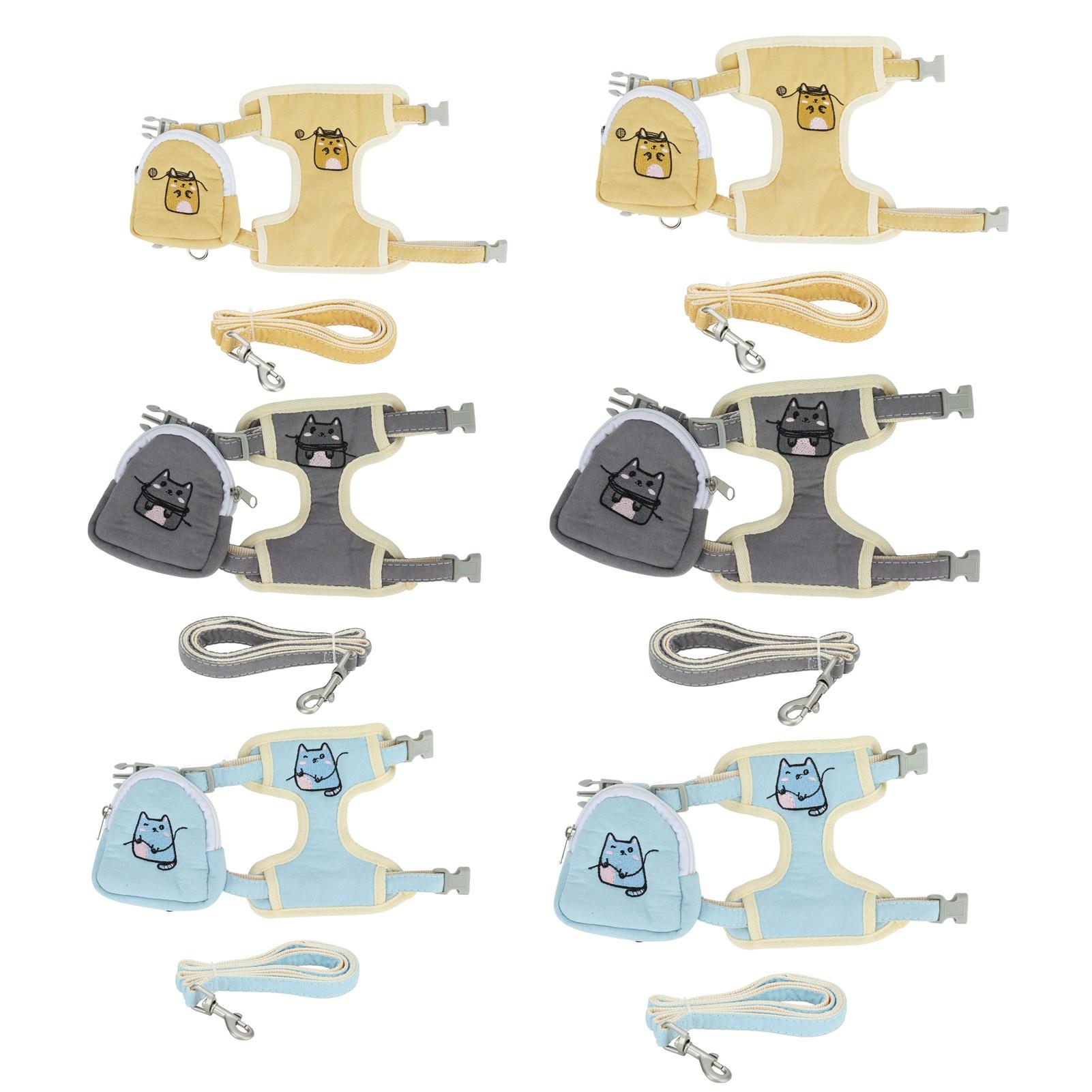 

Кошачья шлейка поводок Дышащий Регулируемый 360 градусов Пряжка Побег Доказательство Pet Vest Ремень с сумкой для закусок