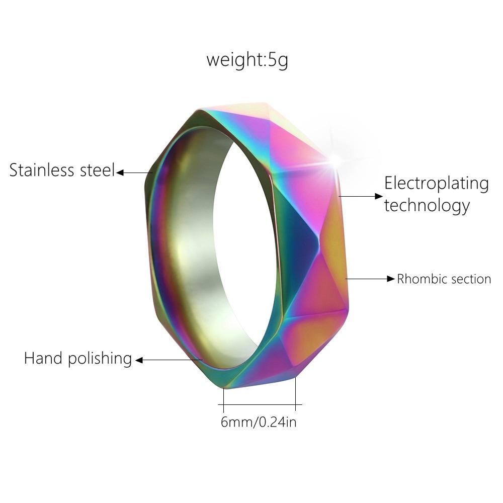Fashion Rhomb Titanium Steel Ring, Men's Simple Hip Hop Trend Stainless Steel Ring, Men's And Women's Rings Jewelry Gift