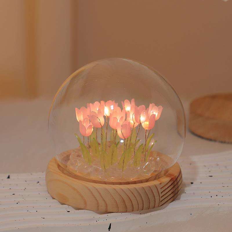 Handmade Tulip Night Light: DIY Luminous Flower Ornament for Festive Atmosphere and Desktop Decoration