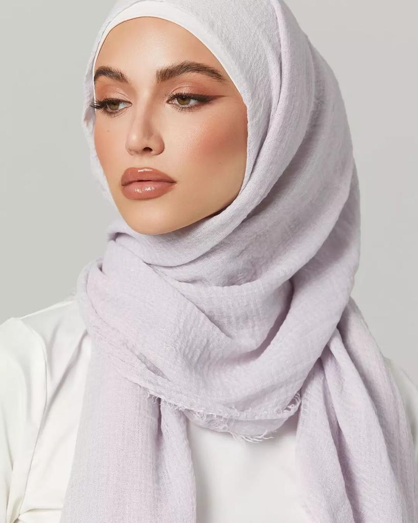 Cotton Crinkle Hijab Plain Soft Lightweight Headscarf Crinkle Cotton Women Muslim Scarf Best- Scarf Shawl