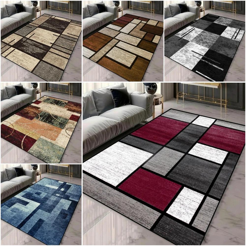 Geometric Pattern 3D Area Rugs for Living Room and Bedroom Decor Washable Carpets with Non-slip Backing European Inspired Mats