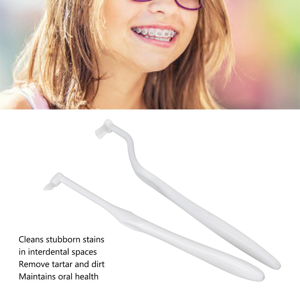 Getuftete Zahnbürste Kieferorthopädische Zahnspangenreinigung Fleckenentfernung Interdentalbürste für Mundpflege Weiß