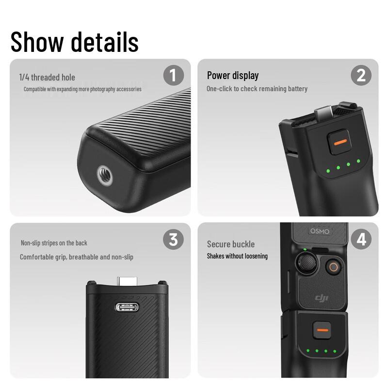 LKTOP DJI Pocket 3 5000mAh Extended Battery Grip