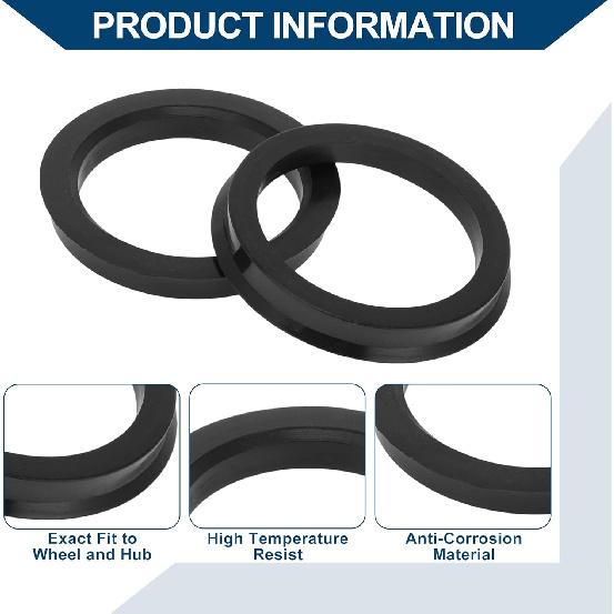 Car Wheel Hub Centric Rings Wheels Center Shaft Shock Absorbing Hubrings Durable Polycarbonate OD 74.1mm To ID 59.1mm 2 Pcs Black