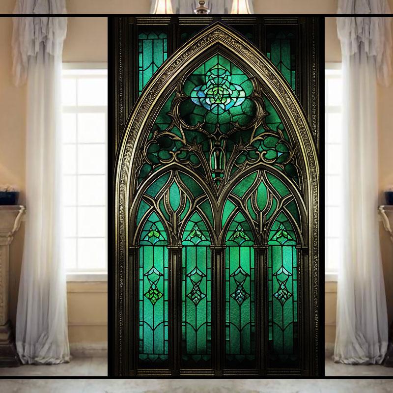 Retro Art Skleněná Fólie Evropský Styl Vitrážové Kostelní Umění Soukromí Okenní Samolepky Neprůhledné Hotelový Klub Veranda Okenní Dekorace Fólie