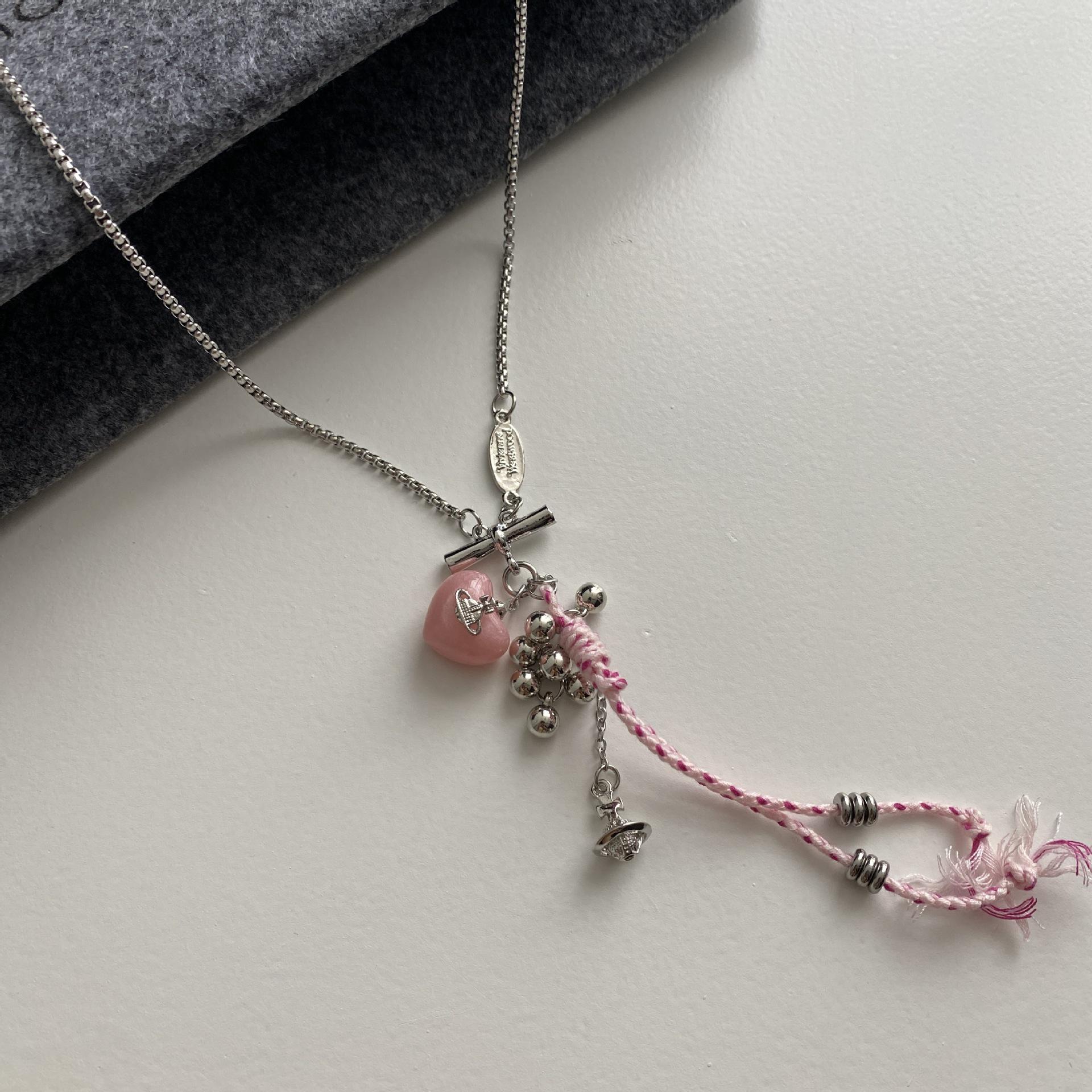 Разноцветное плетеное сердце и гроздь винограда ожерелье для женщин - Сладкий, Модный, Крутой стиль Длинная цепочка для свитера