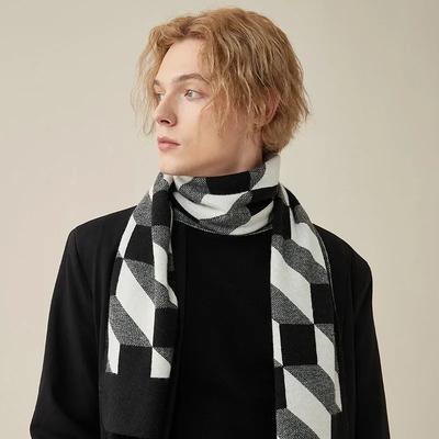 Fashion Design Scarf Imitation Wool Wraps Men Plaid Thick Warm Skin-friendly Business Muffler Male Classic Simple Young Scarves