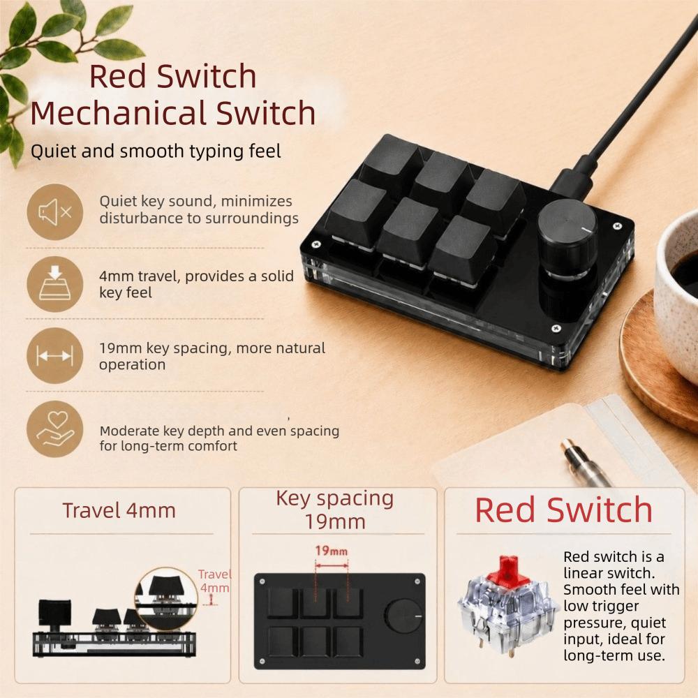 USB Wired Mini Custom Programming Keyboard RGB Knob Keypads Mini Mechanical Keyboard  for Photoshop