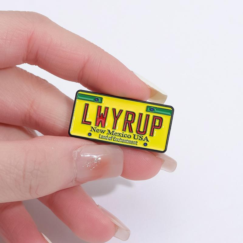 License Plate Enamel Pins Custom New Mexico USA Brooches Lapel Badges Punk Gothic Jewelry Gift for Movie Fan Friends