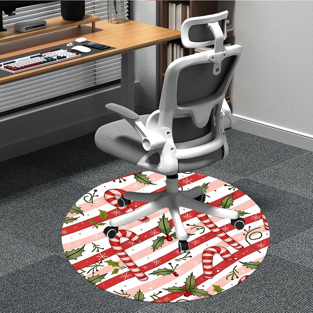 

1pc Candy Canes Office Round Rug, Non-slip, Soft and Durable Office Rug for Interior Decoration, Perfect for Office, Beautiful Decoration yy260324100 80cm by 80cm