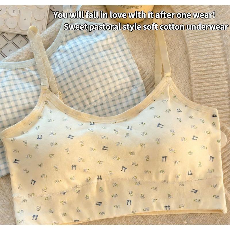 Cotton Sports Bra for Junior High & High School Girls - Seamless, Fixed Cup, Shockproof & Breathable