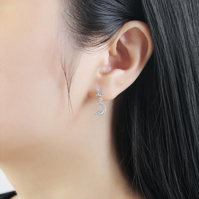 Brincos assimétricos da moda Brincos de gota de estrela e lua Presentes