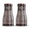 Pure Copper Bedroom Water Bottle with Inbuilt Glass, Dark Embossed Design 900 ML Capacity (Pack of 2)