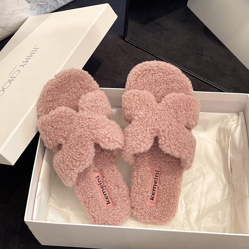 

Европейская станция легкая роскошь пушистые тапочки женские мягкая подошва осень и зима новые буквы удобные тапочки на одно слово сетка красные носить хлопок тапочки прилив 40 розовый